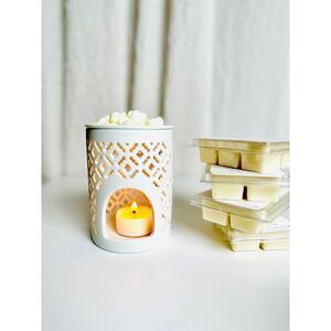 Lattice Ceramic Wax Warmer with **Free Organic Non-Toxic Wax‎ Melt**